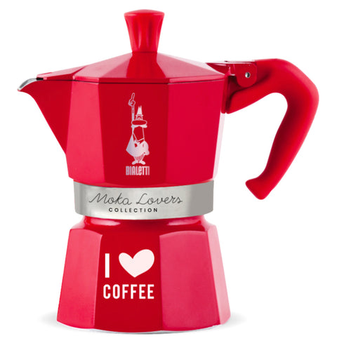 Machine à expresso Moka Lovers I love coffee 3 tasses rouge