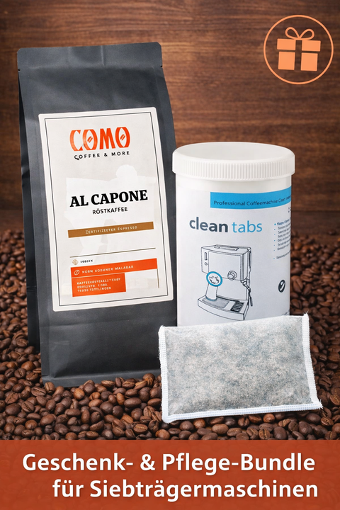 Siebträger Geschenkset – Espresso El Capone 250g & Maschinenpflege
