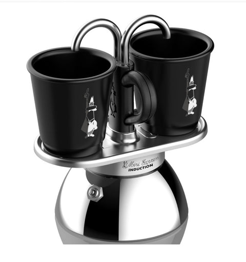 Espressokocher Set Mini Induktion 2 Tassen + 2 Gläser